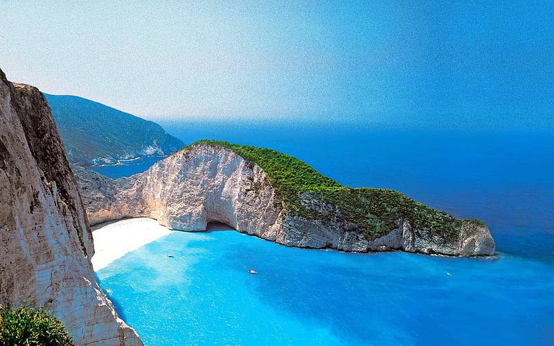 Sky, Beach, Summer, Horizon, Earth, Cliff, Sunny, Greece, Zakynthos, Scenic, HD wallpaper