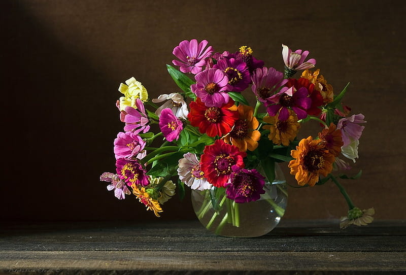 Autumn bouquet with garden flowers, Flowers, Vase, Autumn, Colorful, HD wallpaper