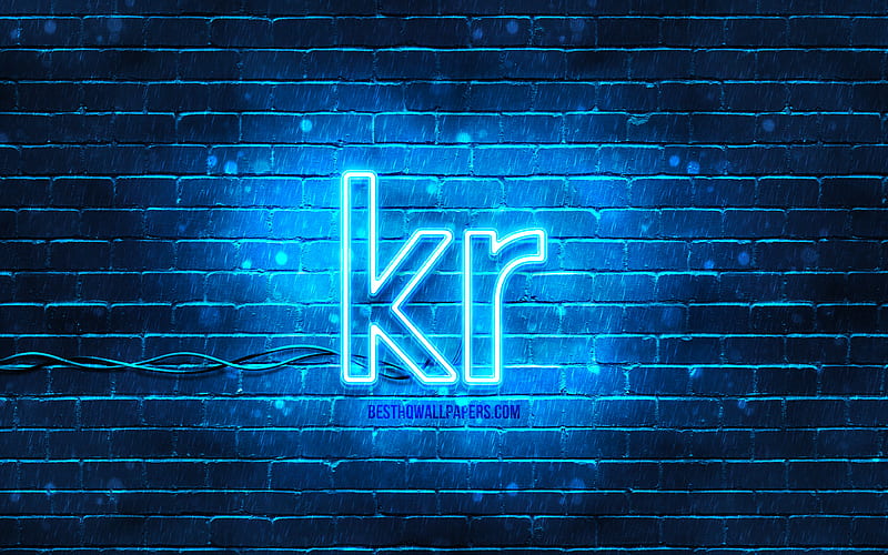 Norwegian krone neon icon blue background, currency, neon symbols, Norwegian krone, neon icons, Norwegian krone sign, currency signs, Norwegian krone icon, currency icons, HD wallpaper