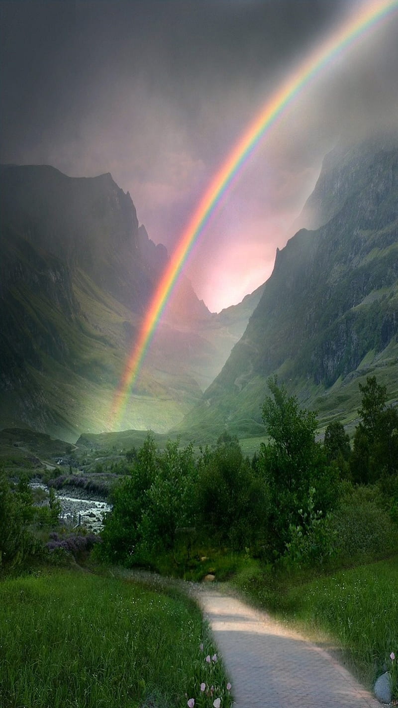 Rainbow, mountain, HD phone wallpaper