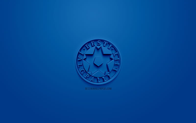 Estonia national football team, creative 3D logo, blue background, 3d emblem, Estonia, Europe, UEFA, 3d art, football, stylish 3d logo, HD wallpaper