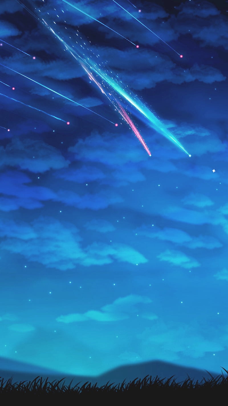 HD wallpaper: Anime, Original, Cloud, Comet, Mountain, Night, Sky, Stars |  Wallpaper Flare