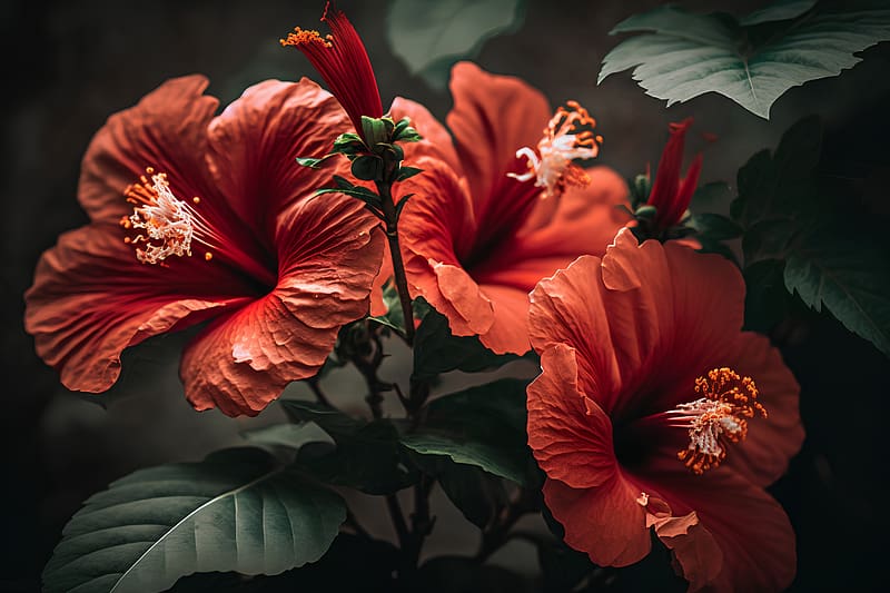 Hibiscus, Flowers, Petals, Red, HD wallpaper