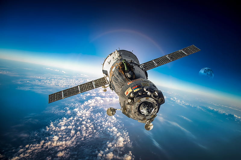 Soyuz, spacecraft, spaceship Soyuz, open space, Russia, Russian spacecraft, HD wallpaper