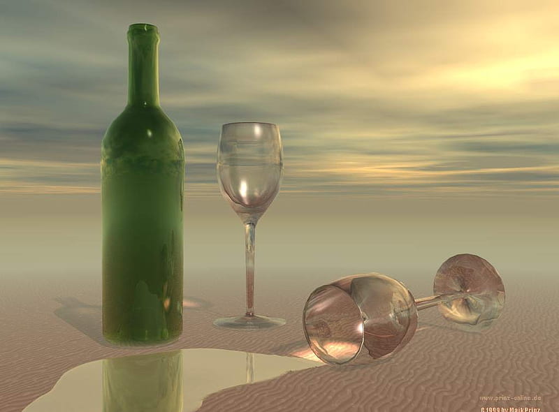 Spilt Wine, green, wine, bottle, glasses, stem, HD wallpaper