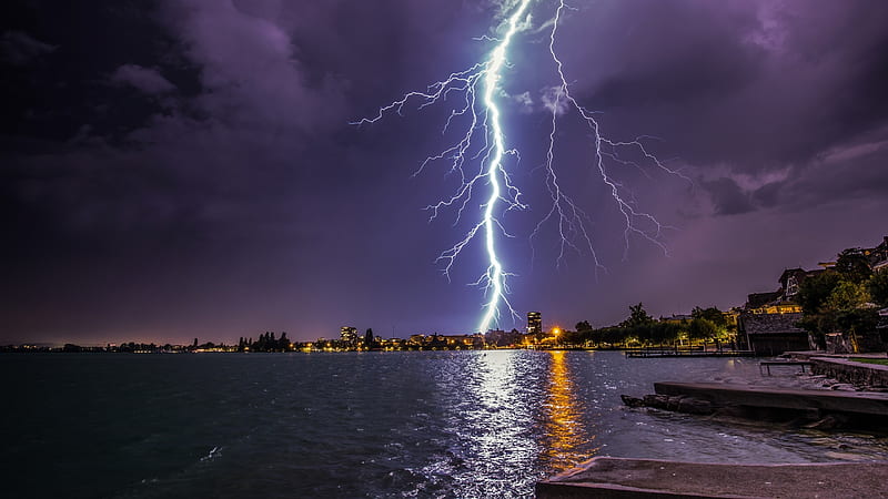 lightning, night, storm, Nature, HD wallpaper