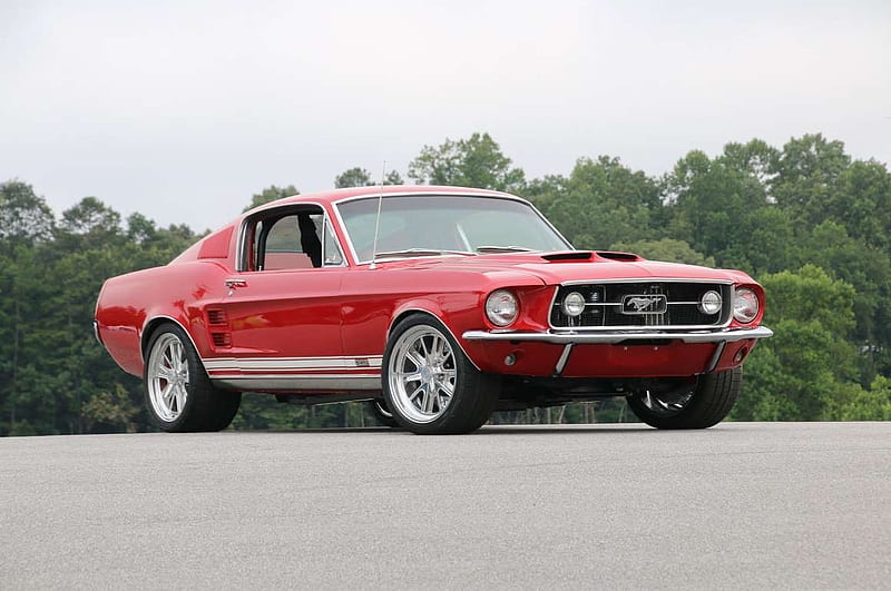 Custom Boss 429 1967 Ford Mustang, Classic, Red, Ford, Muscle, HD wallpaper