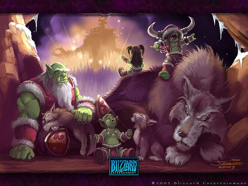 cute orc, war3, moon well, game, wolf, old and little orc, HD wallpaper