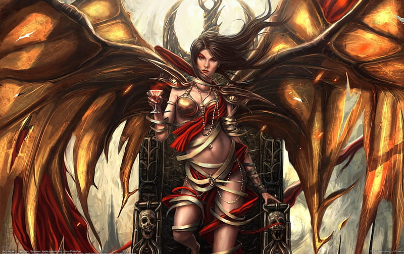 dark angel, wings, babe, lingerie, angel, fantasy, demonic, dark, hot, HD wallpaper