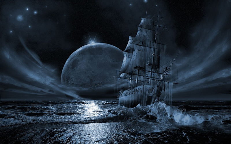 GHOST SHIP, galleon, ghost, ship, dark, HD wallpaper