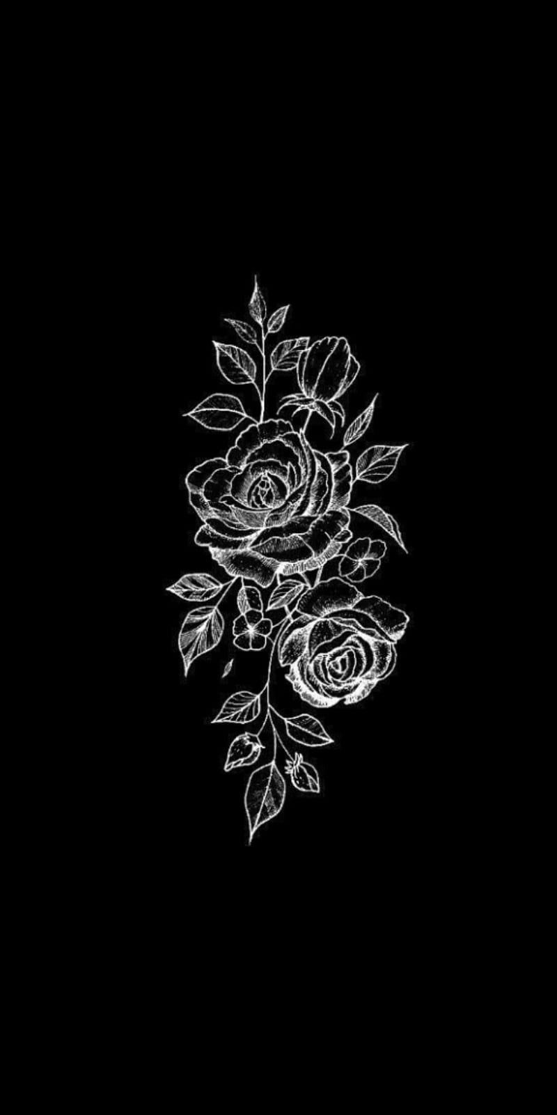 Rose, aesthetic, black, drawing, pretty, white, HD phone wallpaper | Peakpx