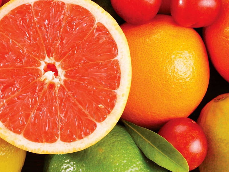 Grapefruit & Others, red, orange, food, fruits, lime, fruit, citrus, grapefruit, juicy, HD wallpaper