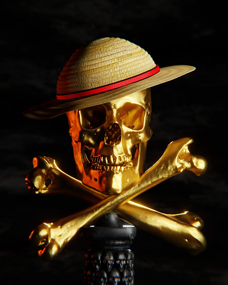 skull, hat, gold, HD phone wallpaper