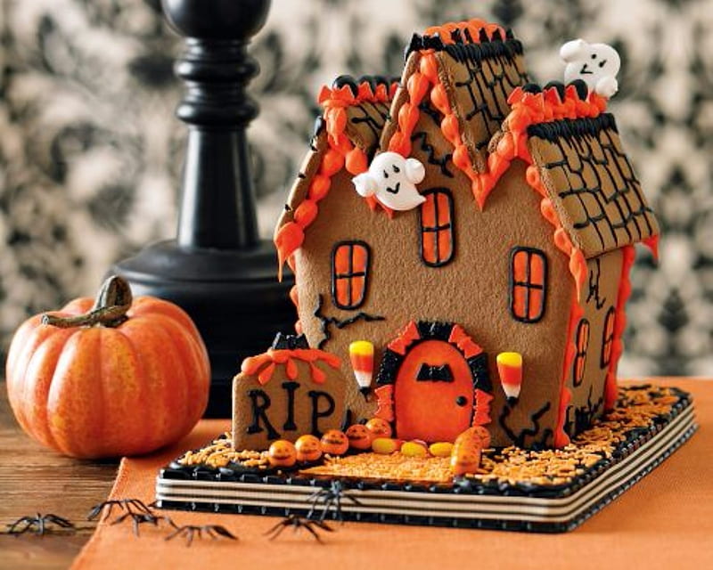Gingerbread House Halloween, Gingebread, grapy, Abstract, Halloween, House, HD wallpaper