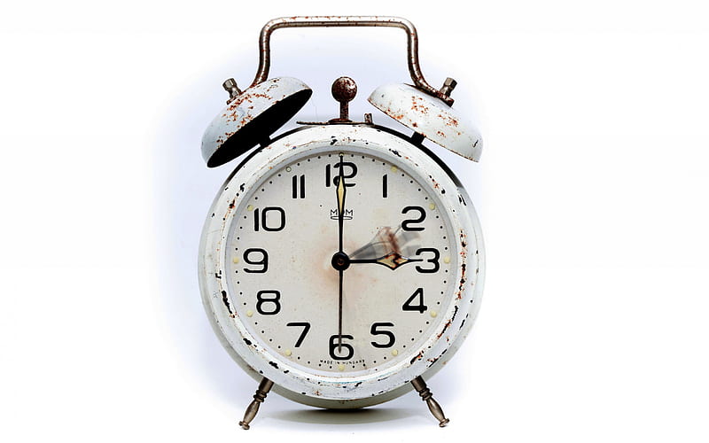 old alarm clock, time concepts, rusty clock, dial, clock hands, HD wallpaper