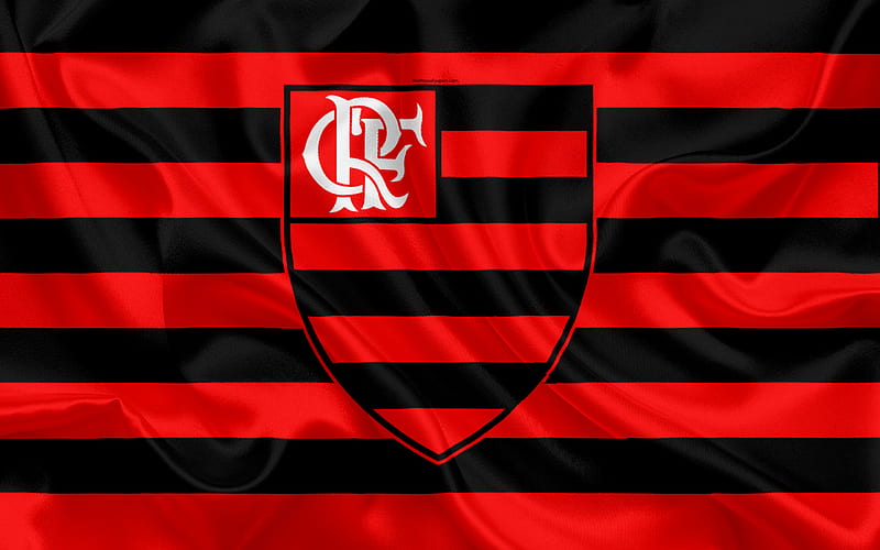 Flamengo RJ FC, Brazilian football club, emblem, logo, Brazilian Serie A, football, Rio de Janeiro, Brazil, silk flag, HD wallpaper