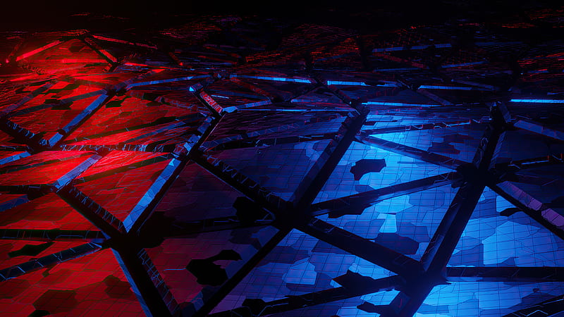 Red And Blue Broken Abstract , abstract, artist, artwork, digital-art, HD wallpaper