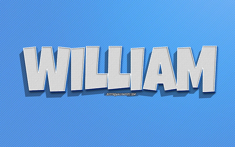 William, blue lines background, with names, William name, male names, William greeting card, line art, with William name, HD wallpaper
