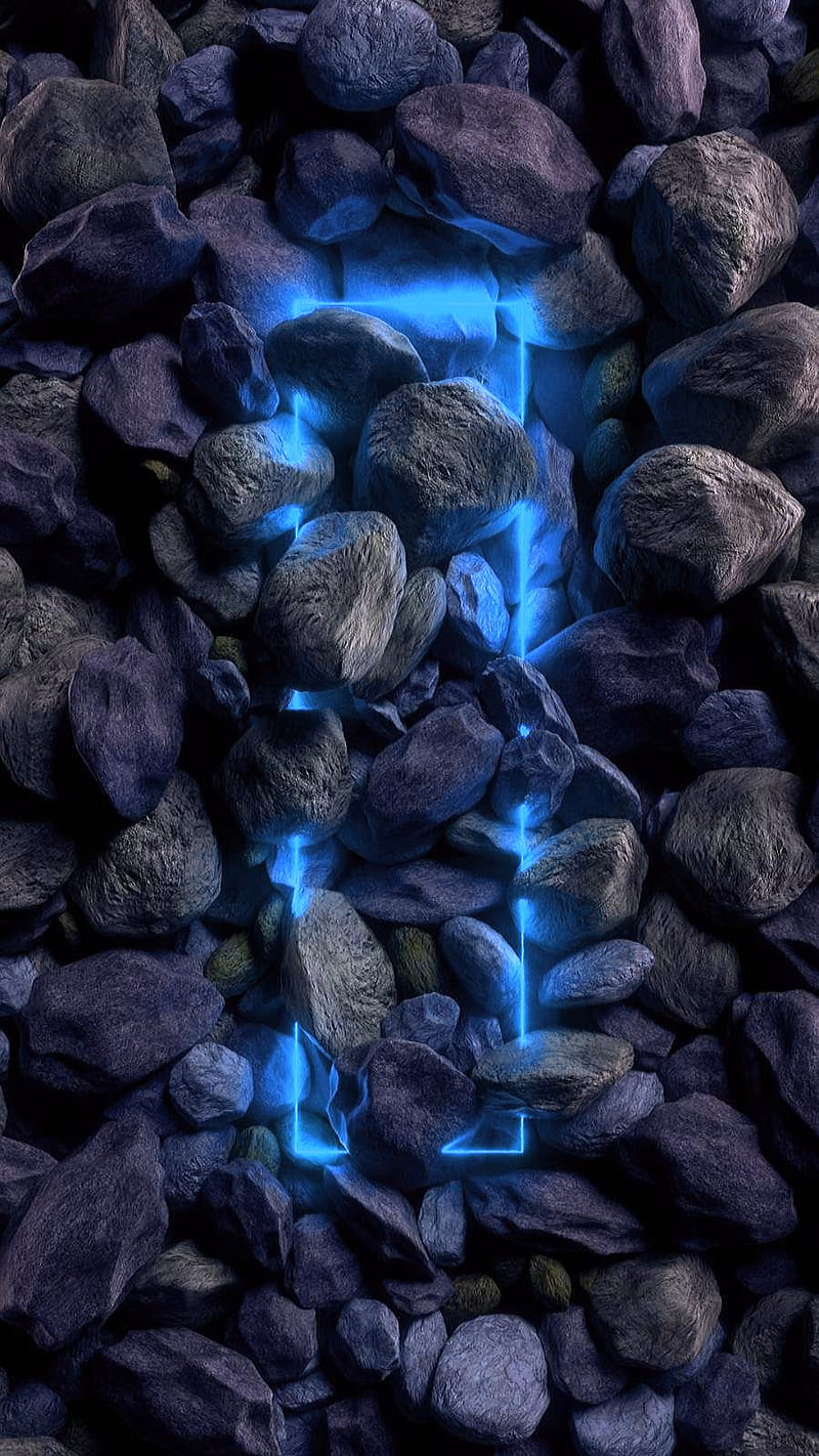Blue neon, abstract, design nature, pebbles, rectangle, stones, HD phone  wallpaper | Peakpx