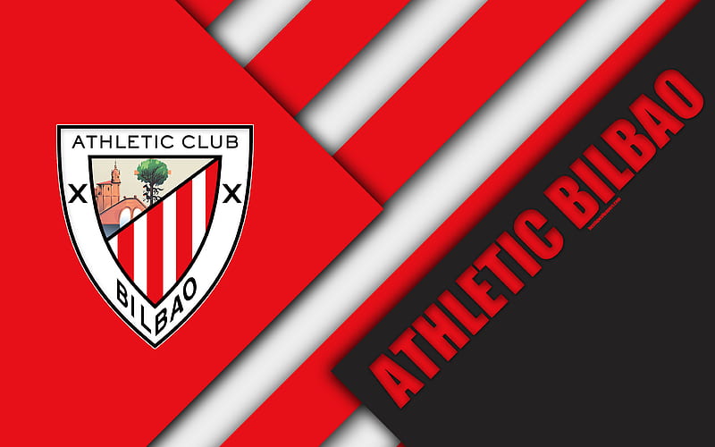 Athletic Bilbao FC Spanish football club, logo, material design, white red abstraction, football, La Liga, Bilbao, Spain, HD wallpaper