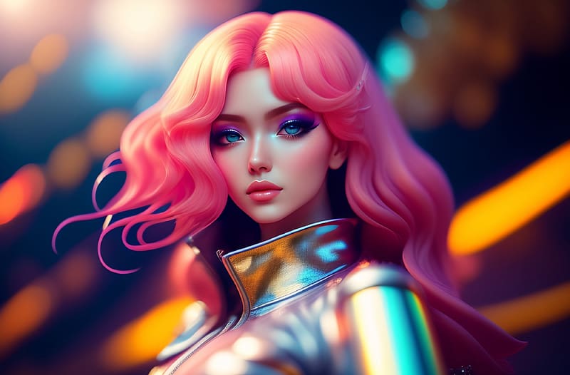 Beautiful Girl with Pink Hair Artwork Ultra, Artistic, Drawings, Girl, Beautiful, With, Drawing, Artwork, Doll, Painting, pinkhair, HD wallpaper