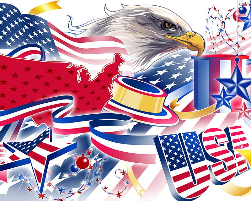American Eagle, flag, usa, HD wallpaper