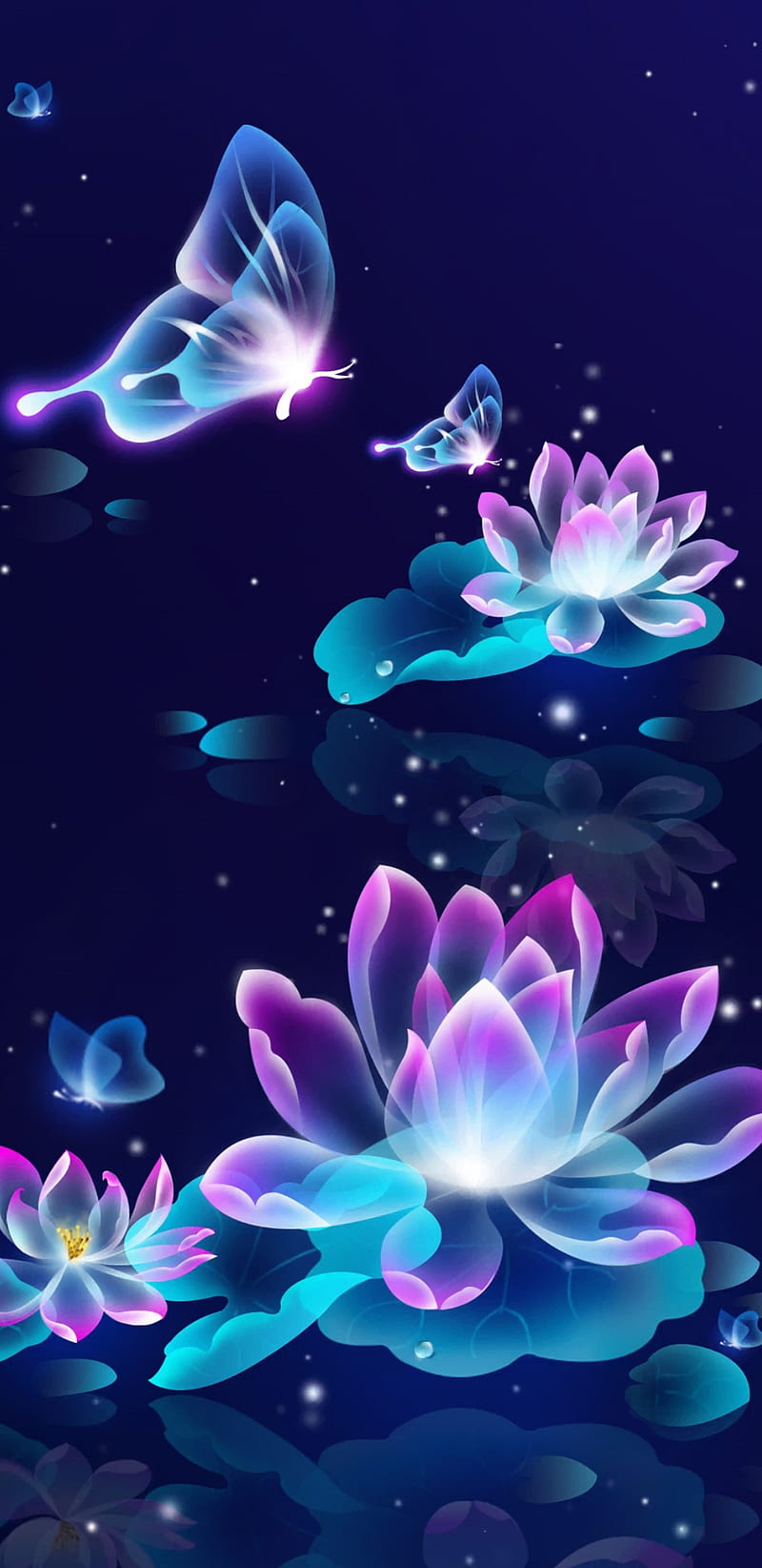 ButterflyGlow, blue, butterfly, colourful, flower, flowers, glow, neon, purple, sparkle, HD phone wallpaper