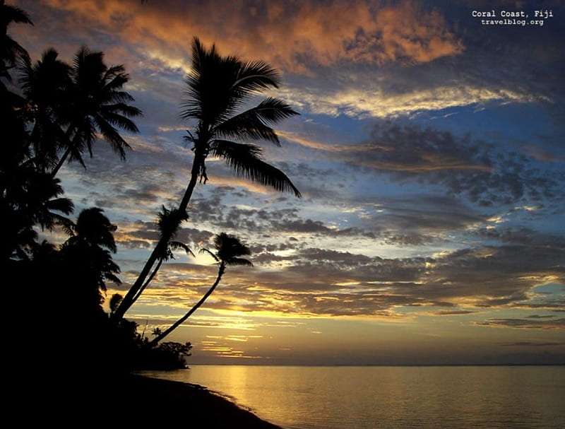 Sunset In Fiji, beach, ocean, sunset, south pacific, fiji, HD wallpaper