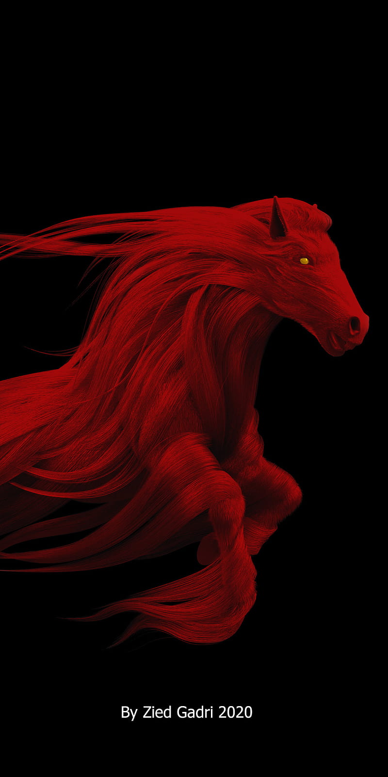 Red Horse, fairy, galaxy, phoenix, tail, unicorn, HD phone wallpaper