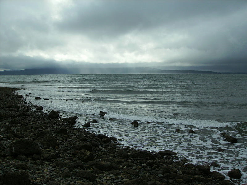 Bellingham Bay, beach, gray, pacific northwest, coast, puget sound, HD wallpaper