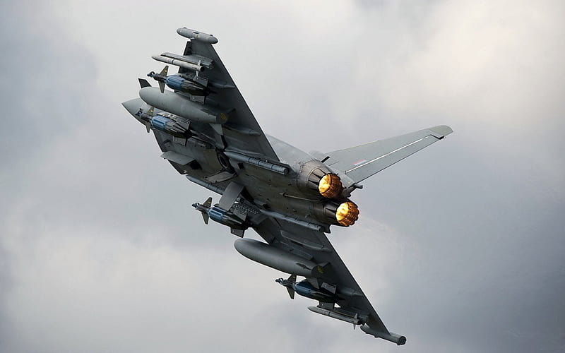 Typhoon Eurofighter Afterburners, Missiles, Military, Aircraft, Euro, HD wallpaper