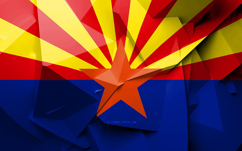 Flag of Arizona, geometric art, american states, Arizona flag, creative, Arizona, administrative districts, Arizona 3D flag, United States of America, North America, USA, HD wallpaper