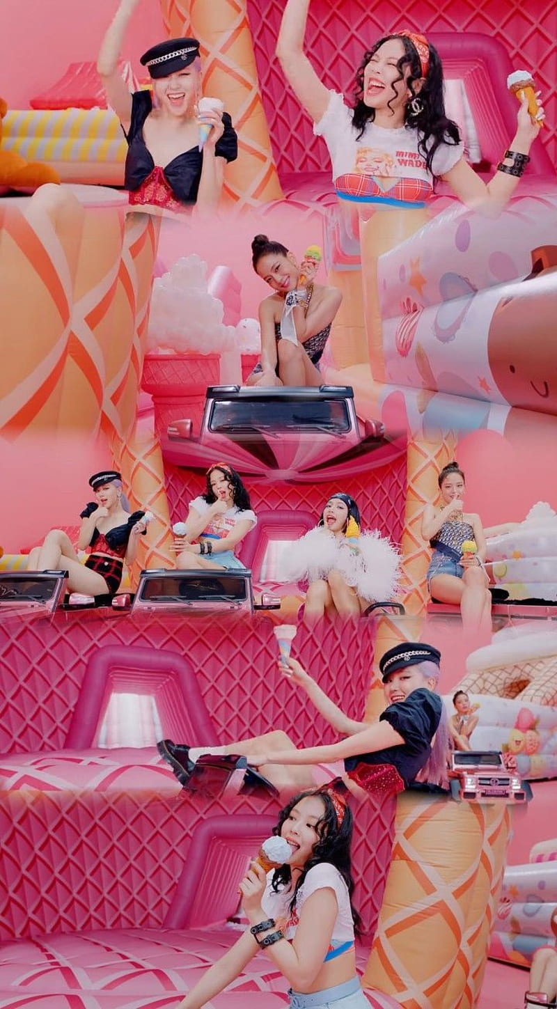 Blackpink, black, ice cream, jennie, jisoo, lisa, pink, rose, selpink, HD phone wallpaper