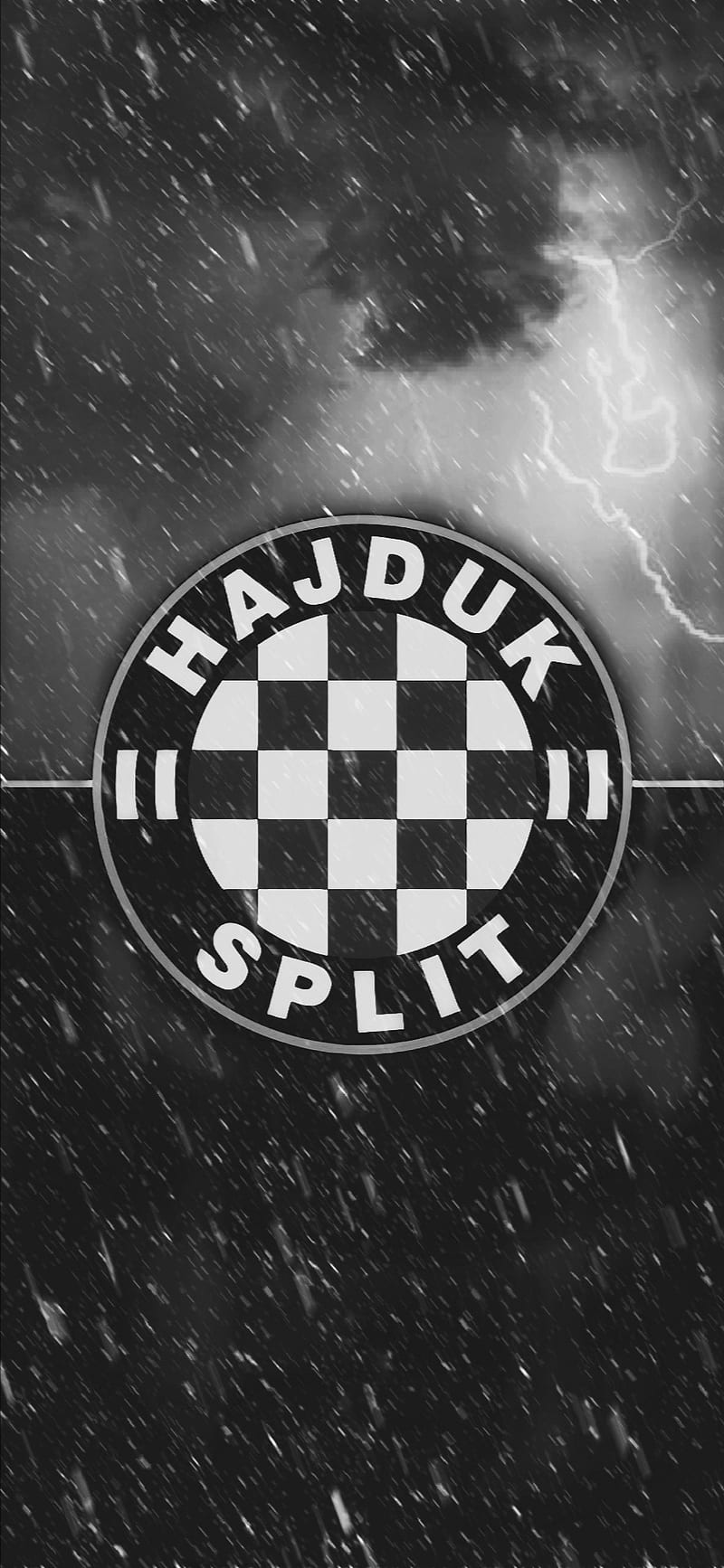 HAJDUK STORM, 1950, black, bw, football, logo, rain, torcida, white, HD phone wallpaper