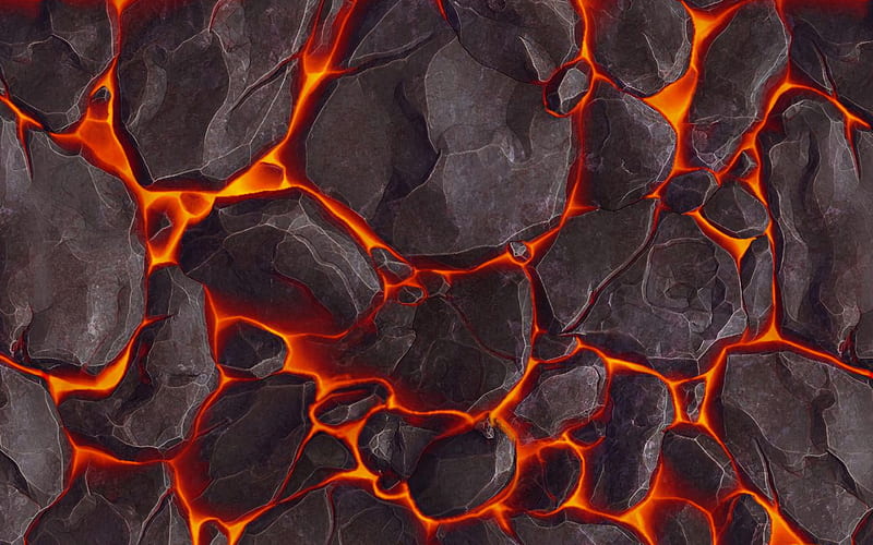 stone lava texture, close-up, burning lava, lava with stones, red-hot lava, stone backgrounds, lava, HD wallpaper