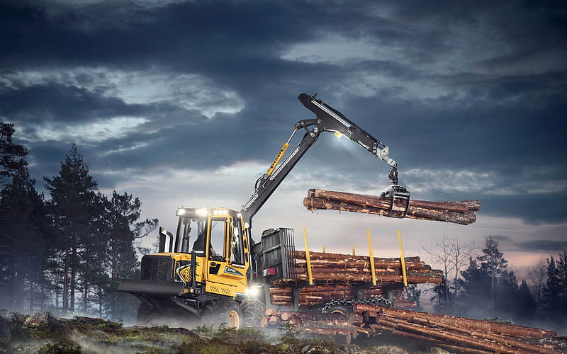Forwarder Eco Log 574E, Forest, deforestation, timber loading, special machinery, HD wallpaper