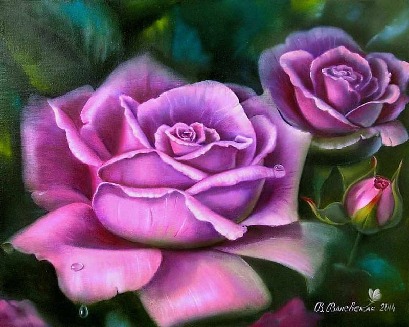 ✿⊱•╮Luxurious╭•⊰✿, lovely still life, draw and paint, lovely, colors, love four seasons, bonito, creative pre-made, roses, paintings, flowers, nature, beloved valentines, pink, HD wallpaper