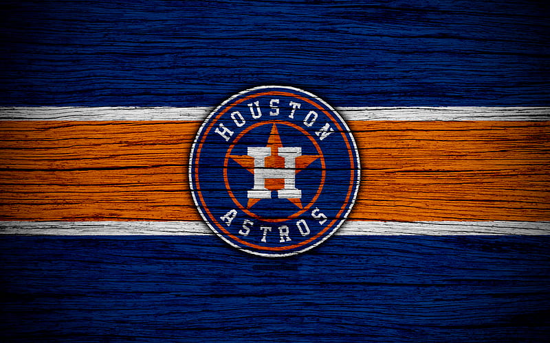 Houston Astros MLB, baseball, USA, Major League Baseball, wooden texture, art, baseball club, HD wallpaper