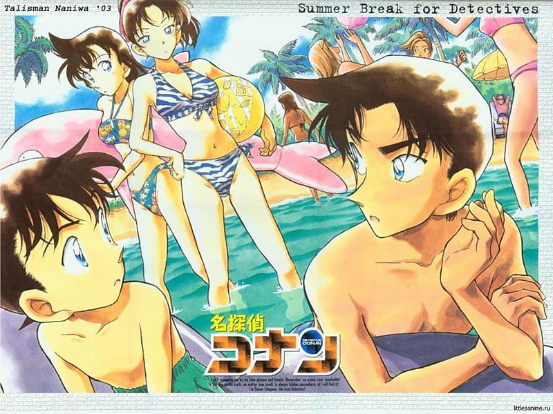 Detective Conan, Ran Mouri, Female, Heiji Hattori, Male, Swimsuit, Kazuha, Conan Edogawa, Bikini, HD wallpaper