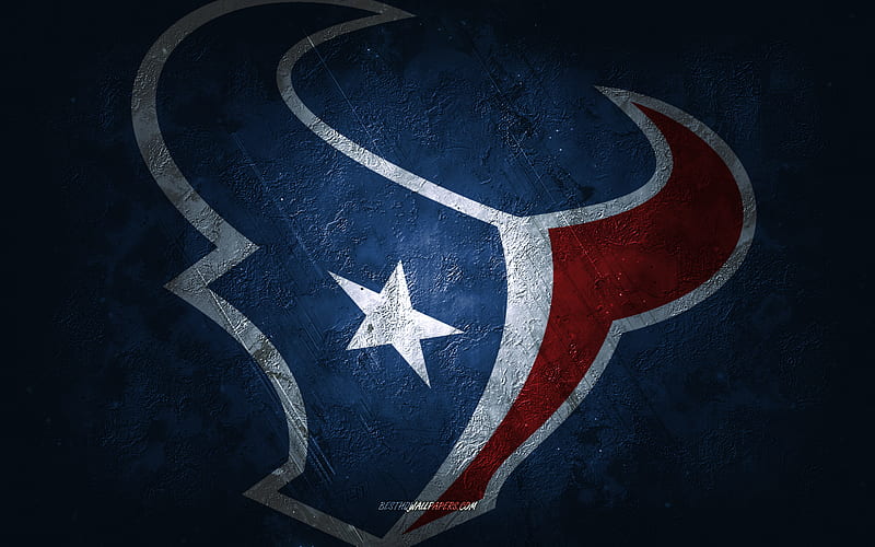 Houston Texans, American football team, blue stone background, Houston Texans logo, grunge art, NFL, American football, USA, Houston Texans emblem, HD wallpaper