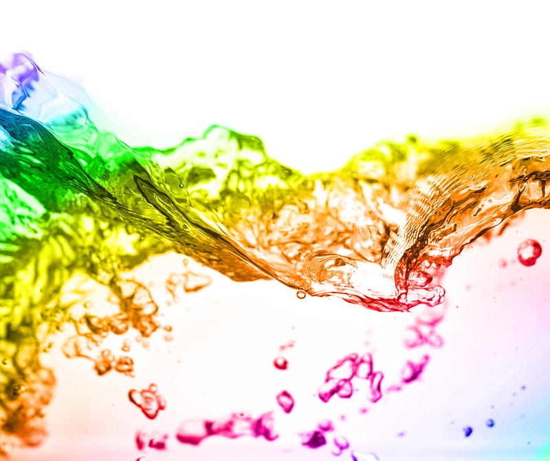 Rainbow reflection, bubbles, colorful, drops, liquor, raindrop, water, water drops, HD wallpaper