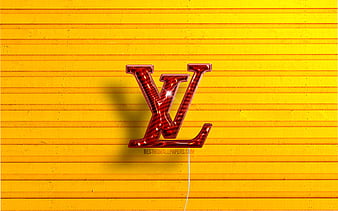 Louis Vuitton yellow logo, , yellow neon lights, creative, yellow