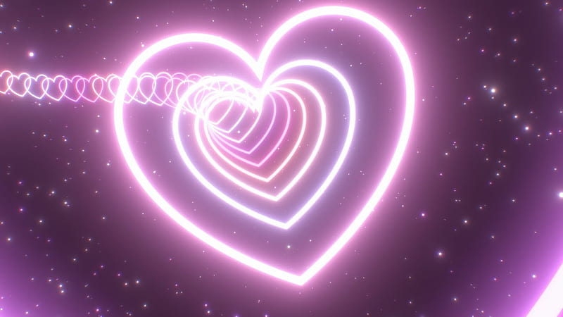 Pretty Pink Love Heart Tunnel Curved Path Beautiful Neon Glow Lights Video  Effects Background, HD wallpaper | Peakpx
