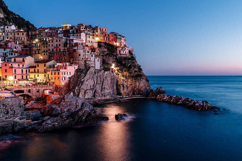 italy, vernazza, holiday, buildings, ocean, scenic, horizon, coast, cliff, City, HD wallpaper