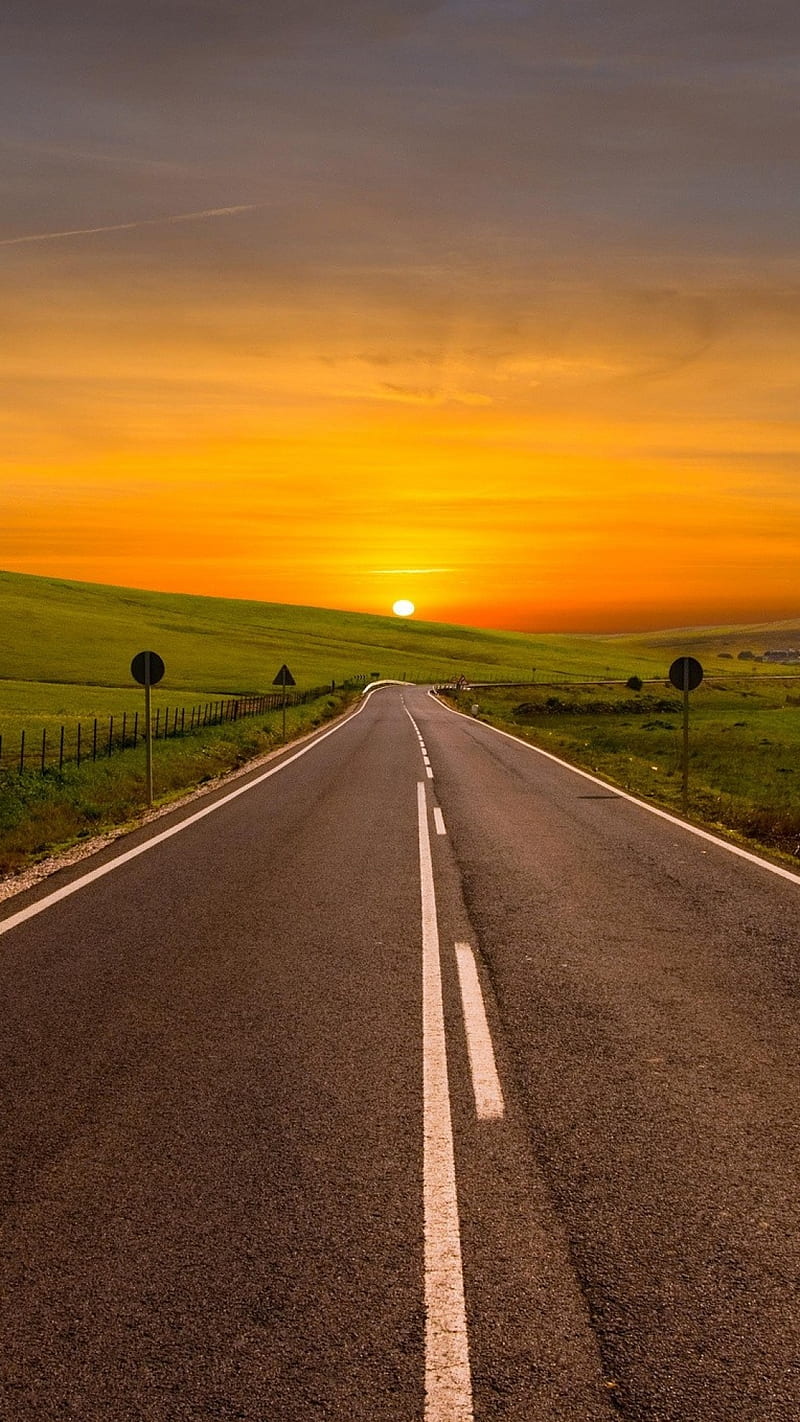 Sunset, road, route, HD phone wallpaper | Peakpx