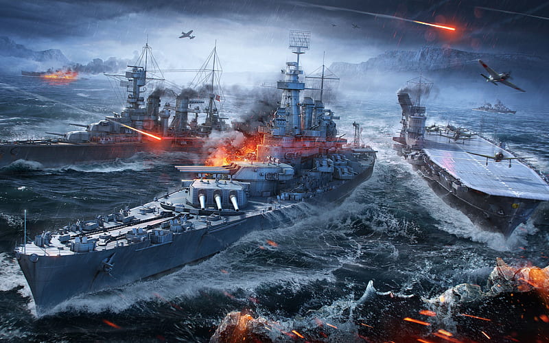 carrier, warships, destroyer, wows, HD wallpaper