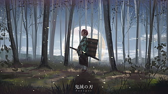 Tanjiro Kamado Moon Background Manga Wallpaper by patrika