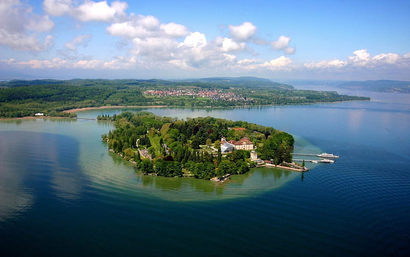 Lake Constance, water, ocean, nature, island, lake, landscape, HD wallpaper