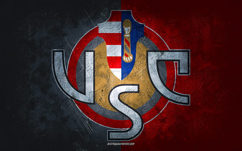 US Cremonese, Italian football team, red gray background, US Cremonese logo, grunge art, Serie A, football, Italy, US Cremonese emblem, HD wallpaper