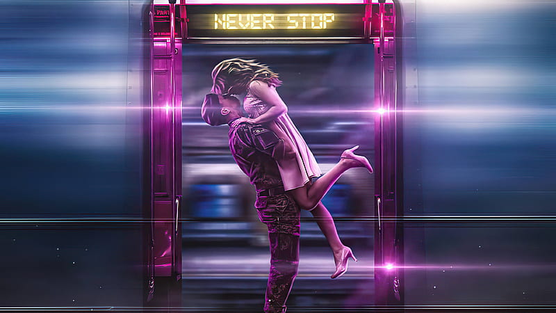 Never Stop, couple, love, artist, artwork, digital-art, HD wallpaper